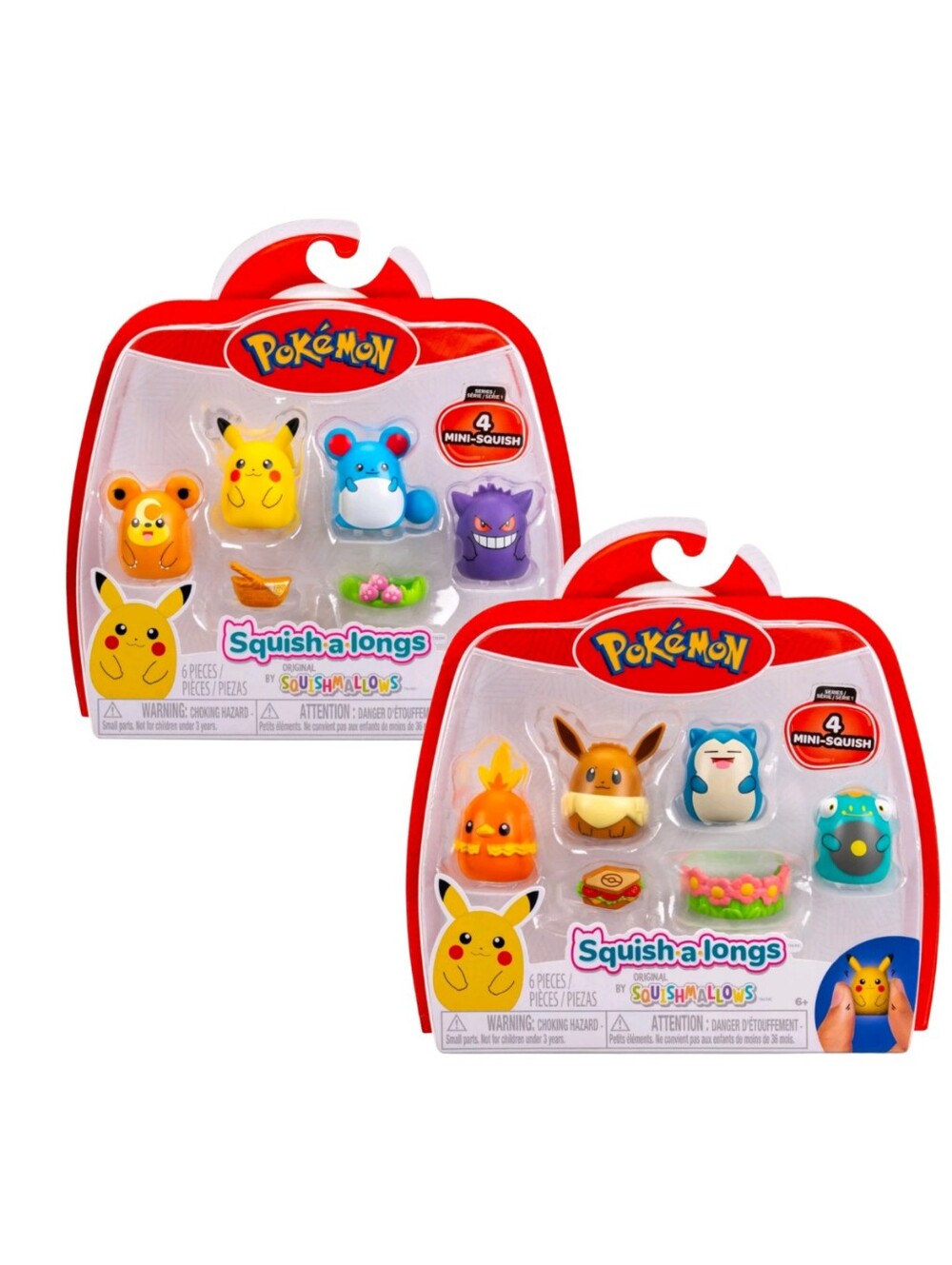 Pokémon Squish-a-longs Series 1 Complete Set 8 Mini Squish NEW